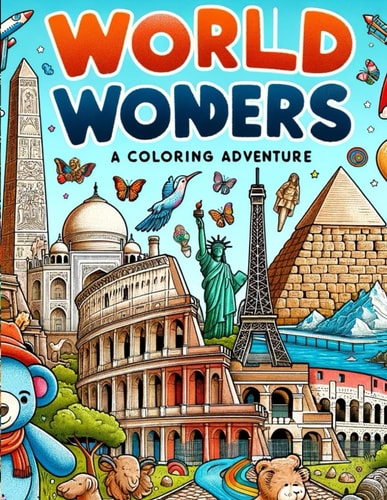 Wonders of the World A Coloring Journey for Kids: Explore, Color, and Discover the Earth's Treasures - Educational Fun for Ages 4-10, Kids' Interactive World Landmarks Activity Book