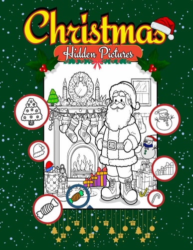 Christmas Home Decorations Hidden Pictures Book Picture Puzzle Christmas Book to Find the Hidden, Seek and Find the First Christmas Activity Book For Adults, Teens, Kids All Ages
