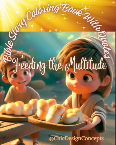 Bible Story Coloring Book With Quotes - Feeding the Multitude