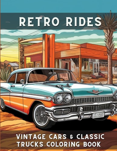 Retro Rides Vintage Cars & Classic Trucks Coloring Book For Adults & Kids A Fun Time Coloring Activity To Relax & Relieve Stress For Vehicle Lovers