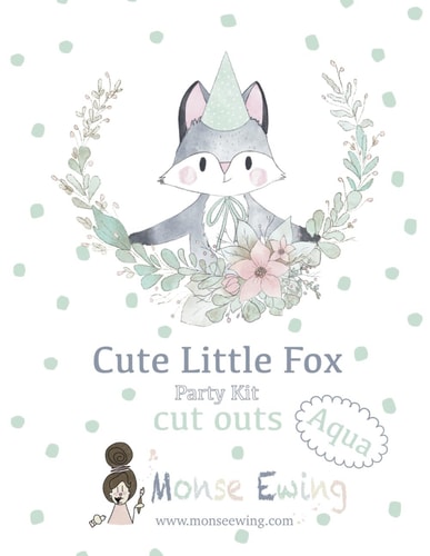 Cute Little Fox Aqua Party Kit Cut Outs