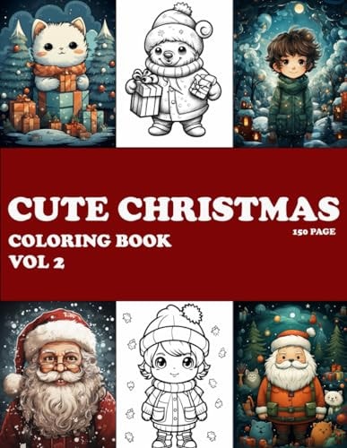 Cute Christmas Coloring Book, Volume 2 Children's Book, Christmas Gift, Lots of Drawings