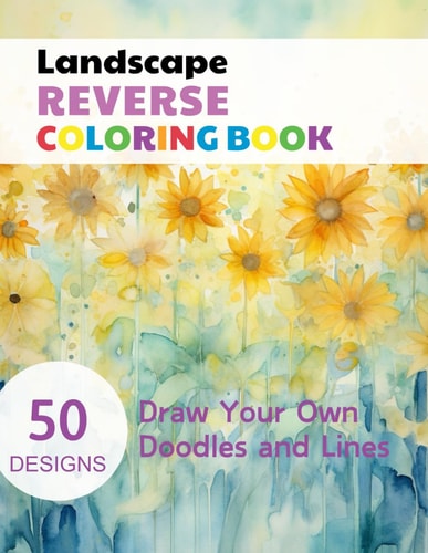 Landscape Reverse Coloring Book Watercolour Paintings for You Trace the Line