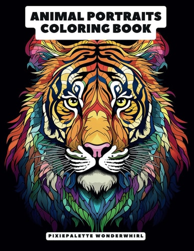 Animal Portraits Coloring Book in Mandala & Mosaic Style for Adults and Kids Discover Serenity in Nature's Palette - 122 Pages for All Ages