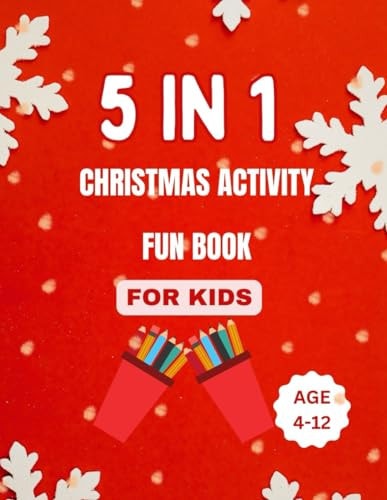 5 in 1 Christmas Activity Fun Book for Kids Age 4-12