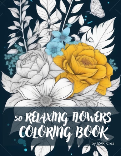 50 Flowers Coloring Book