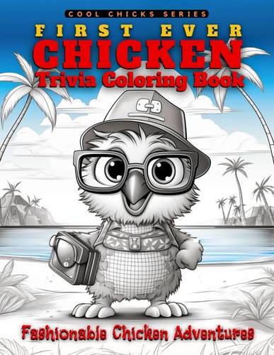 First Ever Chicken Trivia Coloring Book-Fashionable Chicken Adventures Learn While Coloring 40 Adorable Chickens Enjoying Hawaii Pages Include Animal and Homesteading Fun Facts College, Homeschool, Kids 4-8, Women Stress Relief, Relaxation, and Joy