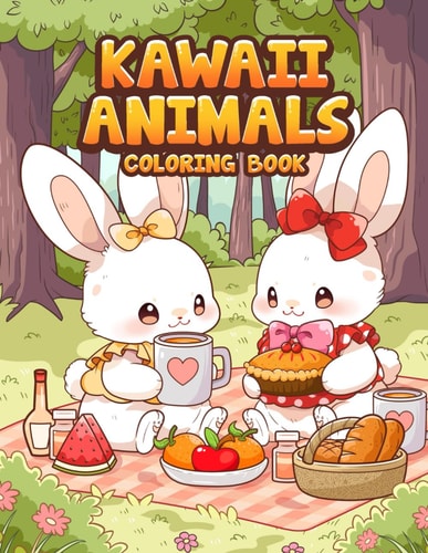 Kawaii Animals Coloring Book Cute Whimsical Animals Cottagecore Coloring for Kids and Adults Relaxation