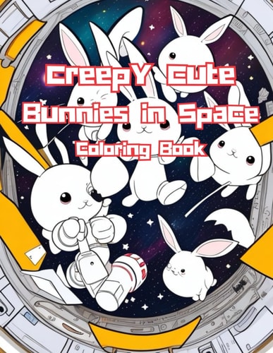 CREEPY CUTE BUNNIES IN SPACE COLORING BOOK - FUNAND FUNKY COLORING BOOK FOR ADULTS.