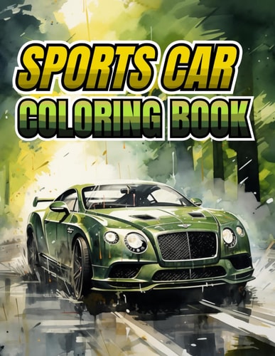 SPORTS CARS COLORING BOOK Black Coloring Pages for Kids, Adults, Boys, and Car Lovers