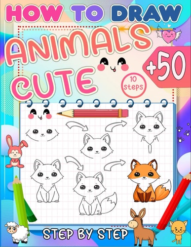 How to Draw Cute Animals Master the Art of Drawing 50+ Cute Animals for Kids in Just 10 Easy Steps and Color Your Drawing.