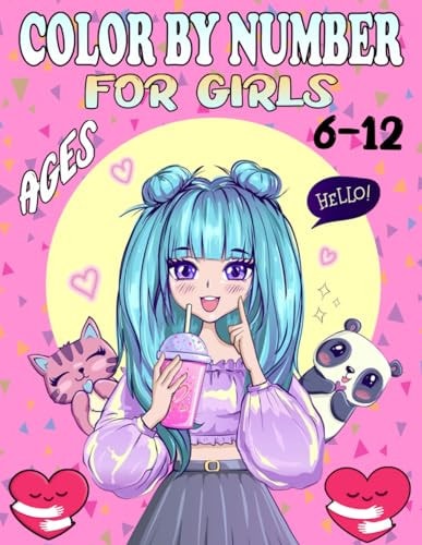 Color By Number For Girls Ages 6-12 Large Print Easy Coloring Page With Mermaids, Princesses, Animals, Sea Life And Many More Designs