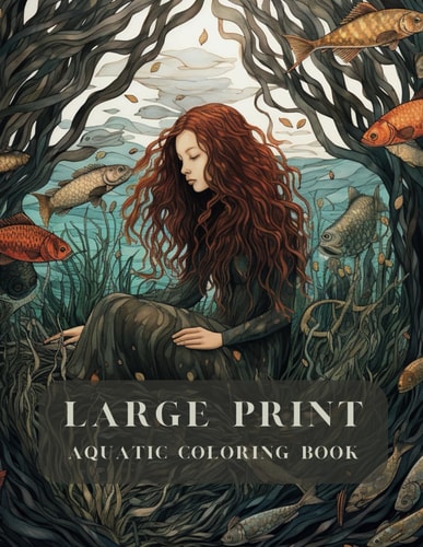 Large Print Aquatic Coloring Book for Adults Cool and Fun Ocean Illustrations for Your Enjoyment!