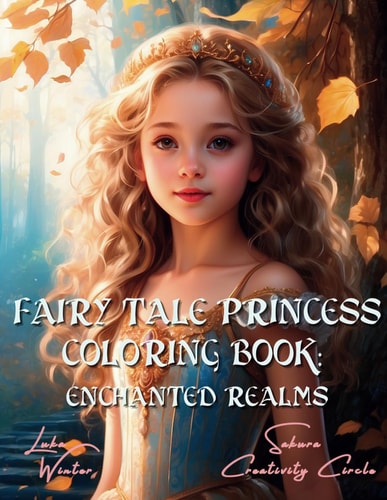 Princess Coloring Book Enchanted Realms: Fantasy Art. Fairy Tale Coloring Book & Cozy Coloring Book: Greyscale Coloring Illustrations for Teens, Adults, and Seniors Seeking Relaxation and Stress Relief