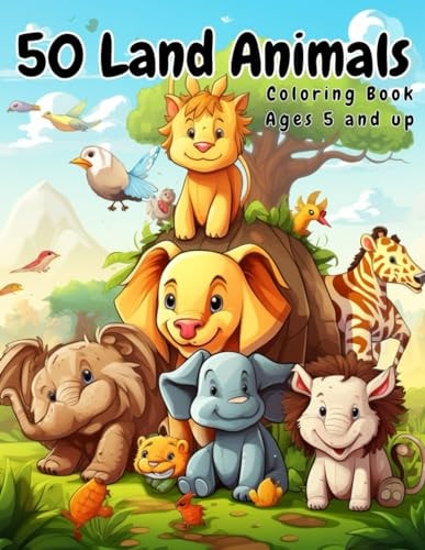 50 Land Animals Coloring Book Awesome 50 Land Animals Kids Coloring Book for Ages 5 and Up