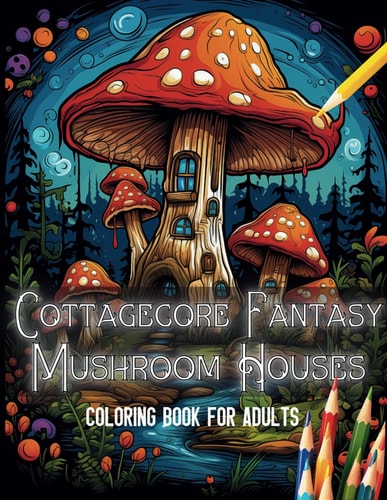 Cottagecore Fantasy Mushroom Houses Coloring Book for Adults Full of Magical Mushroom Home Coloring Pages For Relaxation And Creativity, Great for Mycology Lovers Looking for Stress Relief and ADHD Hyperfocus