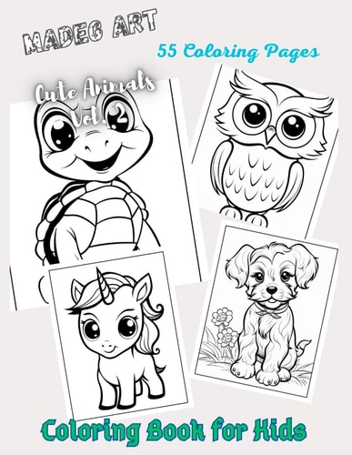 Cute Animals Vol. 2 Colorig Book for Kids with 55 Pages