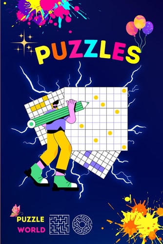 Puzzle Town Awesome Puzzle Activity Book For Kids Age 4-10 Mind Bending Adventures, A Diverse Collection of Puzzles for Kids and Adults Sudoku, Mazes, Word Challenges, with Solution