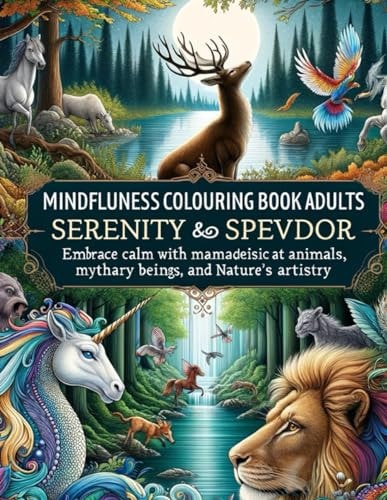 Mindfulness Coloring Book for Adults Serenity and Splendor - Embrace Calm with Majestic Animals, Mythical Beings, and Nature's Artistry