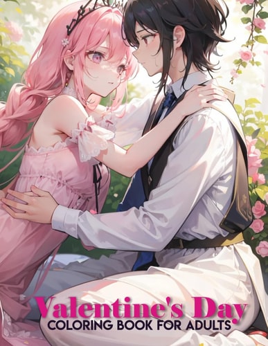Anime Coloring Book for Adults Valentines Day Coloring Book: Anime Couples with Love Quotes, Great Gift for Girlfriend/Boyfriend