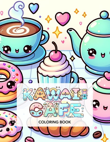 Kawaii Cafe Coloring Book Cute Sweet Treats For Kids Ages 4-8