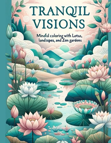 Tranquil Visions Mindful Coloring with Lotus Flowers, Serene Landscapes, and Zen Gardens