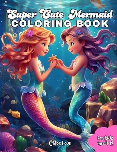 Super Cute Mermaid Coloring Book For Kids Ages 4-12