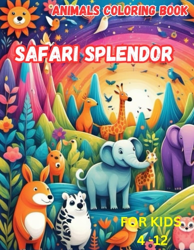 Safari Splendor Animals Coloring Book for Children 4 to 12
