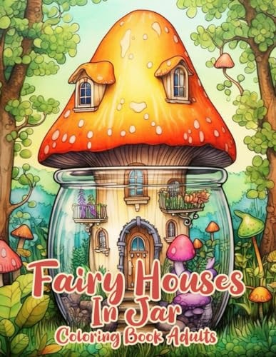 Fairy Houses In Jar Coloring Book Adults Beautiful Grayscale Fantasy And Magical House Coloring Book for Adults and Teens