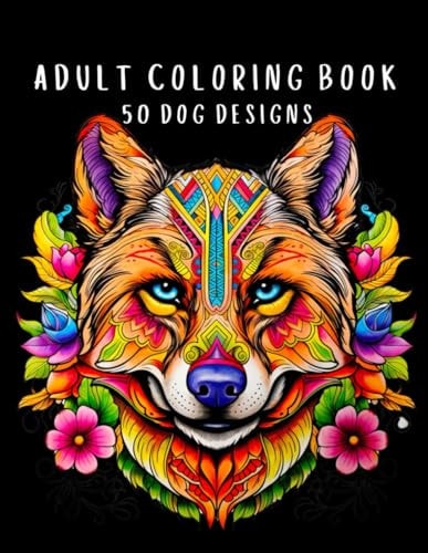 Adult Coloring Book 50 Dog Designs