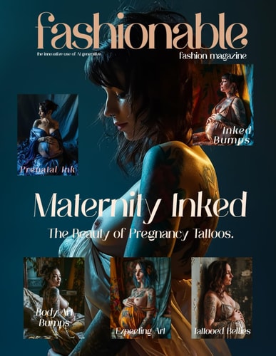 Fashionable Magazine Maternity Inked - The Beauty of Pregnancy Tattoos.: Fashion Magazine - Fashion Models Created by the Innovative Use of AI Generative