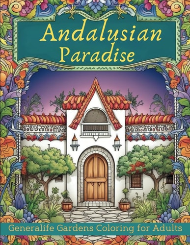Andalusian Paradise Generalife Gardens Coloring for Adults: Discover Tranquility in Andalusian Paradise - Relaxing Designs Featuring Historical Architecture, Islamic Designs, Floral Beauty, and Nature Scenes and Mindful Creativity for Stress Relief and