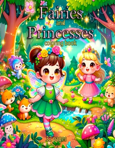 Fairies & Princesses Coloring Book For Kids Ages 5-10