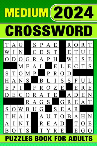 2024 Medium Crossword Puzzles Book For Adults Challenging & Relaxing 84 Puzzles With Solutions