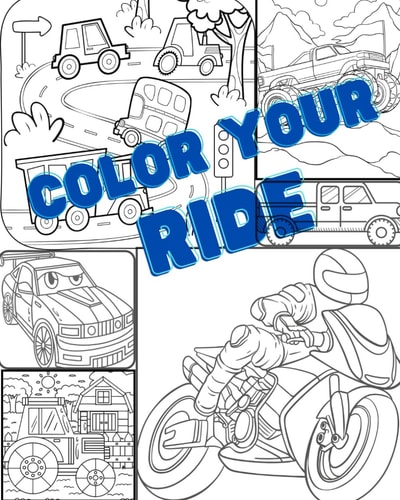 Color Your Ride Kids Coloring Book