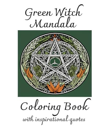 Green Witch Mandala Coloring Book With Inspirational Quotes
