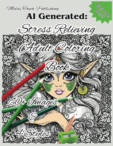 AI Generated FANTASY Stress Relieving Adult Coloring Book: AI Coloring Book of Wizards, Elves, Dragons & More