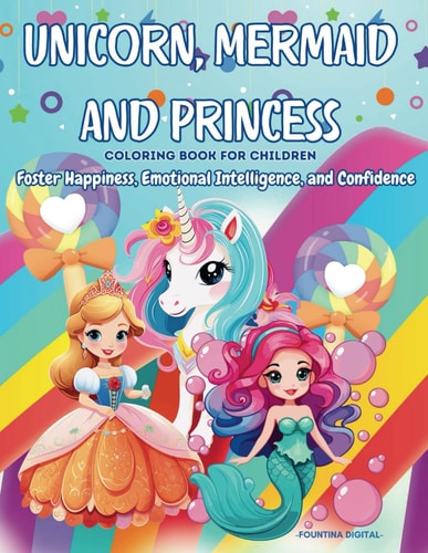 Unicorn, Mermaid & Princess Coloring Book for Children's Mental Health Foster Happiness, Emotional Intelligence, and Confidence!