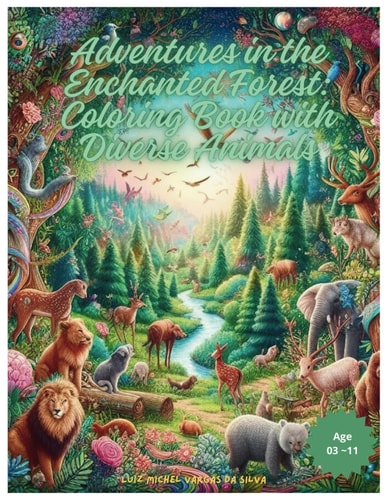 Adventures in the Enchanted Forest Coloring Book with Diverse Animals