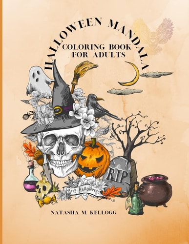 Halloween Mandala Coloring Book for Adults PUMPKINS, SKELETONS, AND WITCHES, 8.5x11