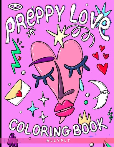 Preppy Love Bold & Easy Coloring Book Chic Modern Aesthetic, Simple Coloring Pages For Adults And Kids