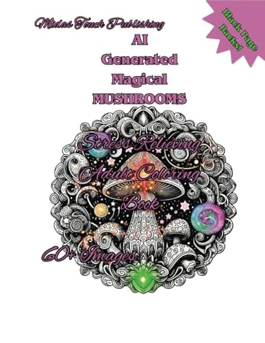 AI Generated Magical MUSHROOMS Stress Relieving Adult Coloring Book