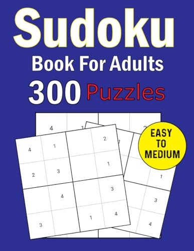 Sudoku Book For Adults Sudoku Puzzle Book 300 Games Easy to Medium Level With Solutions