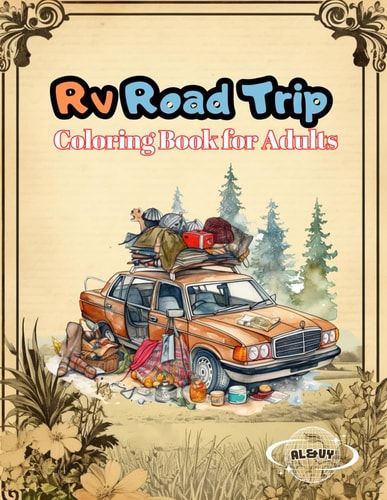 Rv Road Trip Coloring Book for Adults Charming Camping Scenes Cheerful Trucks and Picturesque Landscapes with Flowers for Stress Relief and Relaxation