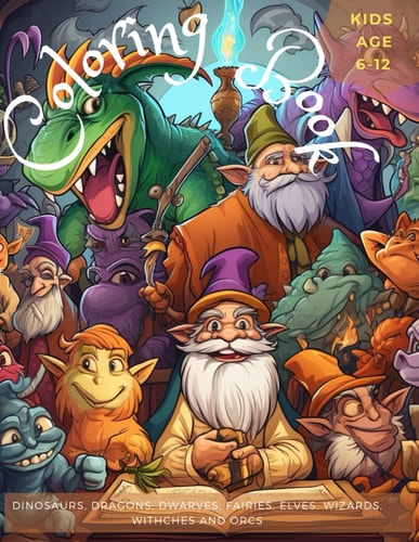 Coloring Book Dinosaures, Dragons and Other Fantasy Creatures