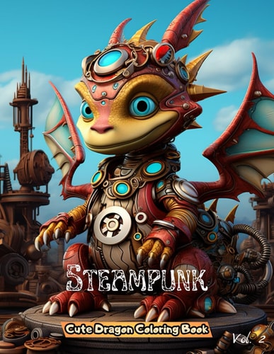 Steampunk Cute Dragon Coloring Book Unique Illustration of Adorable Steampunk Pages Volume 2