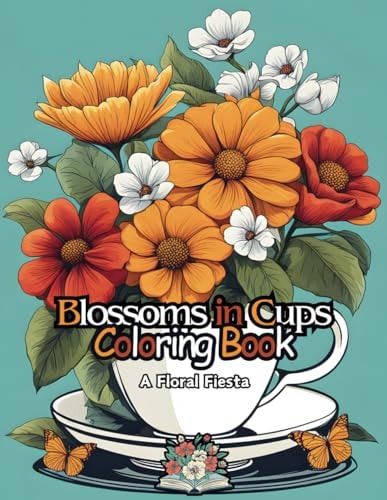 Blossoms in Cups Coloring Book