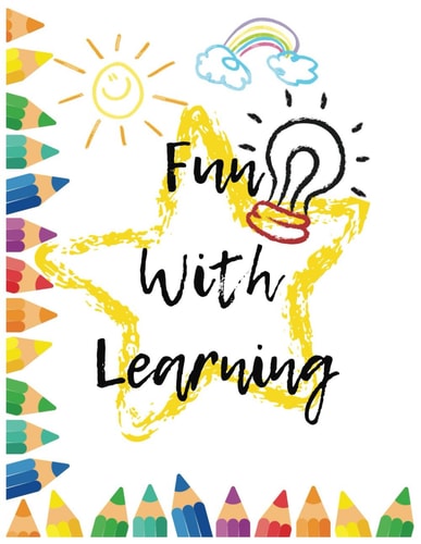 Fun with Learning Activity Book for Kids Ages 3-5, Tracing, Match Shapes and Alphabets, Coloring, Size, Length, Volume and More!
