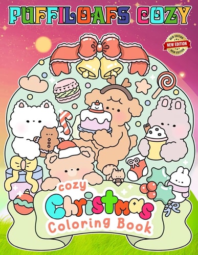Puffi-loafs Cozy Coloring Book A Jumbo Colouring for Kids Ages 4-7,8-12, Girls, and Adults With +50 High Quality Coloring Pages Amazing Gift For Holiday, Birthday For Stress Relief And Unwind
