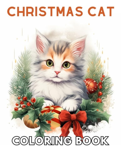 Christmas Cat Coloring Book Stress Relief And Relaxation Coloring Pages